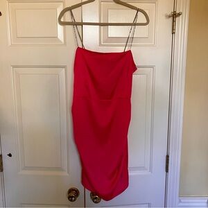 NWT Nasty Gal Diamante Strap Hot Pink Mini Dress
